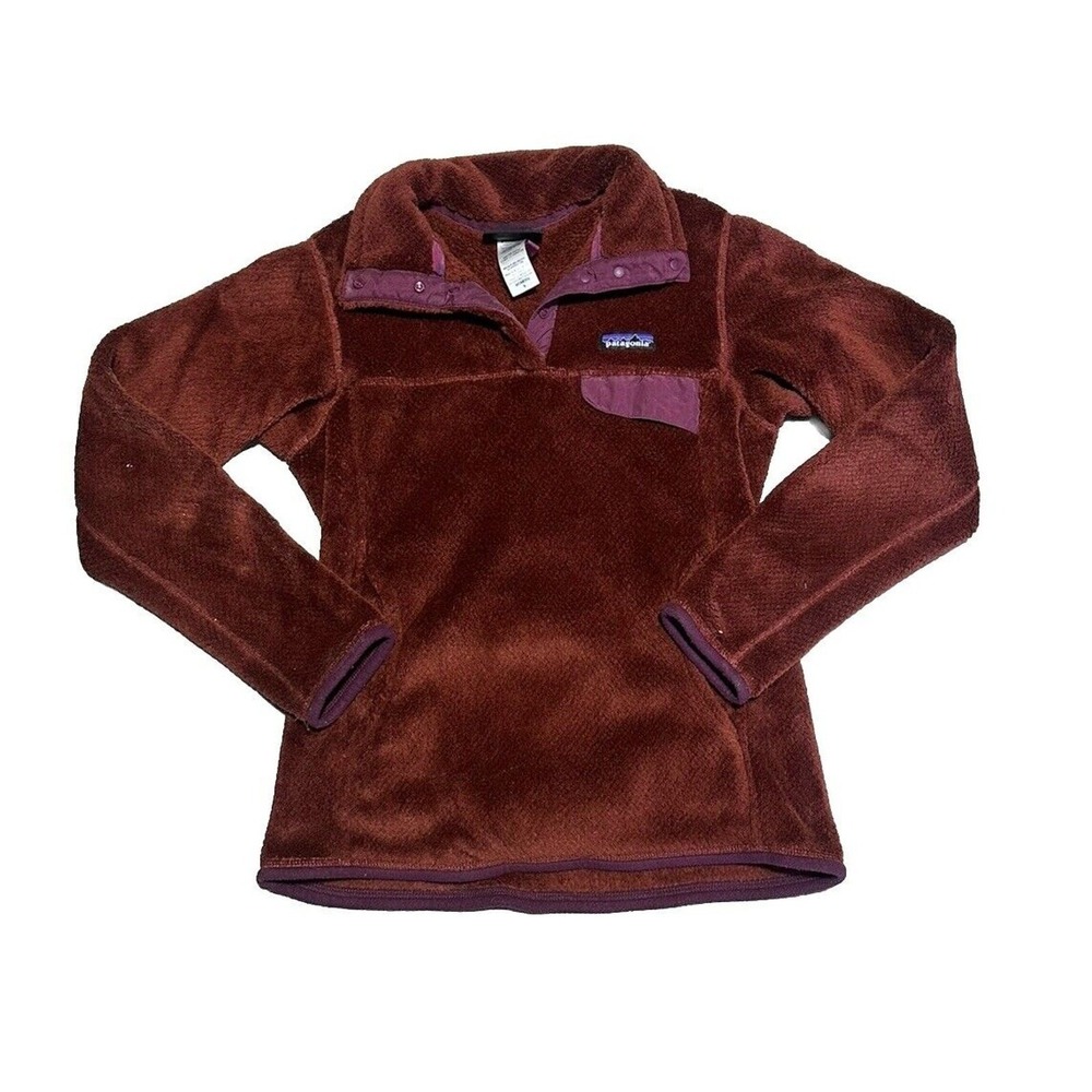 Patagonia ReTool Snap-T Fleece Pullover Dark Red Burgundy Jacket Women's Sz S